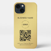 Etui iPhone 13 Logo professionnel personnalisé Code QR Texte Gold (Verso)