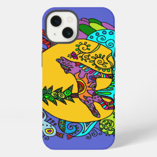 Etui iPhone 13 Loup de kaléidoscope en bleu