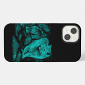 Etui iPhone 13 Loup et corbeau dans la nuit (Verso Horizontal)
