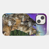 Etui iPhone 13 loup et lune (Verso Horizontal)