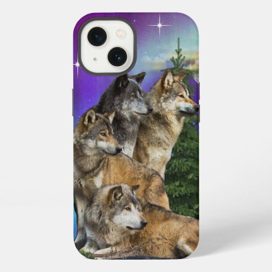 Etui iPhone 13 loup et lune (Verso)