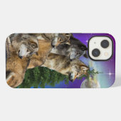 Etui iPhone 13 Loup et Lune (Verso Horizontal)