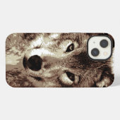Etui iPhone 13 Loup gris (Verso Horizontal)