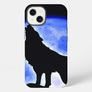 Etui iPhone 13 Loup hurlant à la lune