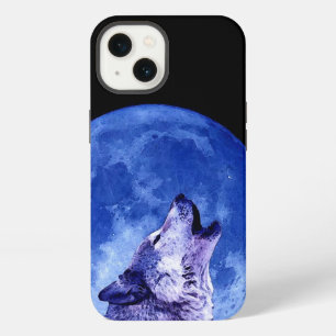 Etui iPhone 13 Loup hurlant à la lune