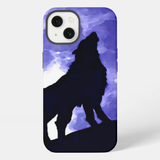Etui iPhone 13 Loup Hurlant & Pleine Lune (Verso)