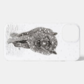 Etui iPhone 13 Loup noir en colère dans la neige, hiver sauvage (Verso Horizontal)