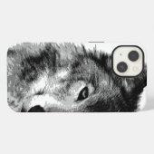 Etui iPhone 13 Loup noir et blanc (Verso Horizontal)