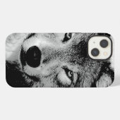 Etui iPhone 13 Loup noir et blanc (Verso Horizontal)
