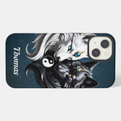 Etui iPhone 13 Loups Yin Yang.  (Verso Horizontal)