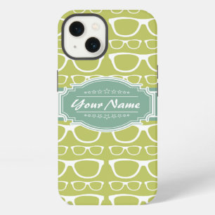 Etui iPhone 13 Lunettes de geek personnalisées vertes