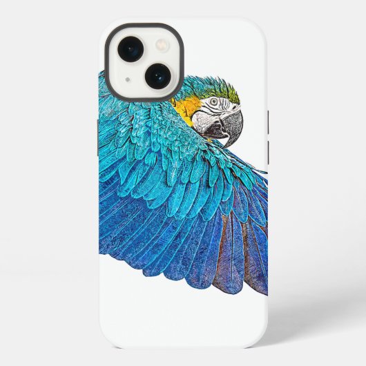 Etui iPhone 13 Macao bleu et jaune (Verso)