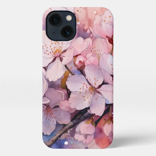 Etui iPhone 13 Magnifique étui de téléphone à fleurs (Verso)