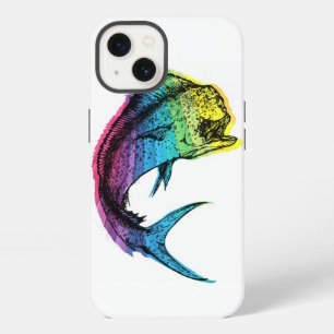 Etui iPhone 13 Mahi Mahi arc-en-ciel sur fond blanc