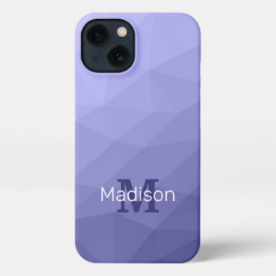 Etui iPhone 13 Maille violet bleu gris foncé motif Monogramme