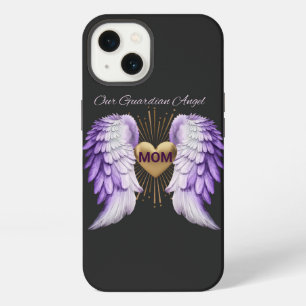 Etui iPhone 13 Maman Ange Gardien avec des Ailes et un Cœur d'Or