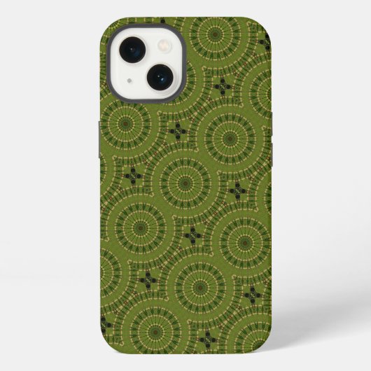 Etui iPhone 13 Mandala de la roue verte (Verso)
