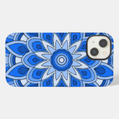 Etui iPhone 13 Mandala en bleu (Verso Horizontal)