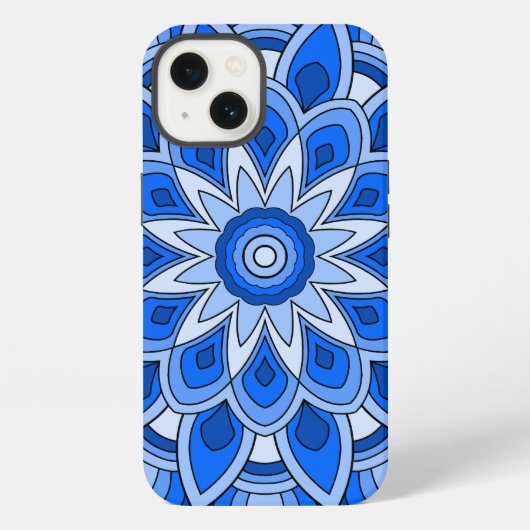 Etui iPhone 13 Mandala en bleu (Verso)