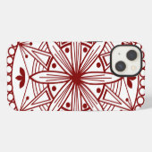 Etui iPhone 13 Mandalae rouge profond (Verso Horizontal)