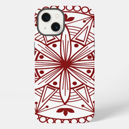 Etui iPhone 13 Mandalae rouge profond (Verso)