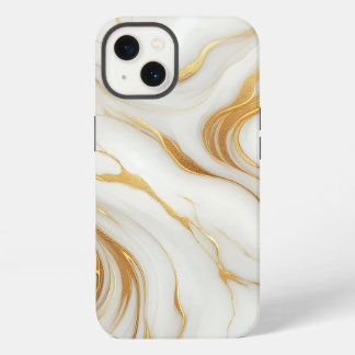 Etui iPhone 13 Marbre blanc classique iPhone 13 Coque avec Gold V