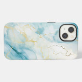 Etui iPhone 13 Marbre bleu et or (Verso Horizontal)
