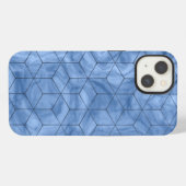 Etui iPhone 13 Marbre bleu géométrique (Verso Horizontal)
