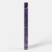Etui iPhone 13 Marbre d'agate blanc violet Abstrait Nom Monogramm (Côté droit)