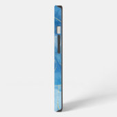 Etui iPhone 13 Marbre d'agate bleu et blanc Abstrait Nom Monogram (Côté gauche)