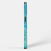 Etui iPhone 13 Marbre d'Agate turquoise et blanc Nom Abstrait Mon (Côté droit)