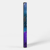 Etui iPhone 13 Marbre d'agate violet bleu Abstrait Nom Monogramme (Côté droit)