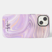 Etui iPhone 13 Marbre de cristal rose agate iridescente (Verso Horizontal)