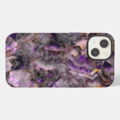 Etui iPhone 13 marbre de quartz Abstrait améthyste (Verso Horizontal)