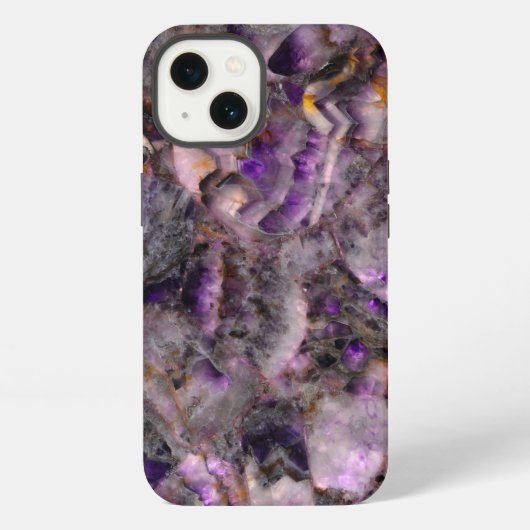 Etui iPhone 13 marbre de quartz Abstrait améthyste (Verso)