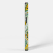 Etui iPhone 13 Marbre vert et or Agate Nom Abstrait Monogramme (Côté droit)
