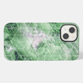 Etui iPhone 13 Marbre vert géométrique (Verso Horizontal)