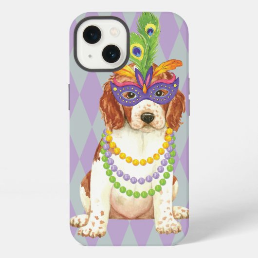 Etui iPhone 13 Mardi Gras Welsh Springer Spaniel (Verso)