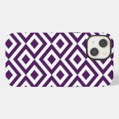 Etui iPhone 13 Méandre violet et blanc (Verso Horizontal)