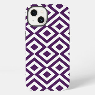Etui iPhone 13 Méandre violet et blanc