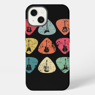 Etui iPhone 13 Médiator Rétro Vintage pour Guitaristes Bassiste