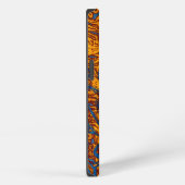 Etui iPhone 13 Mehndi tribal bleu et orange complexe (Côté droit)