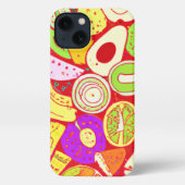 Etui iPhone 13 Mélanges étonnants de Motifs de fruits. Commandez  (Verso)