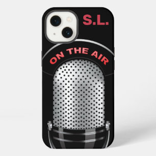 Etui iPhone 13 Microphone radio vintage en noir argent rouge en o
