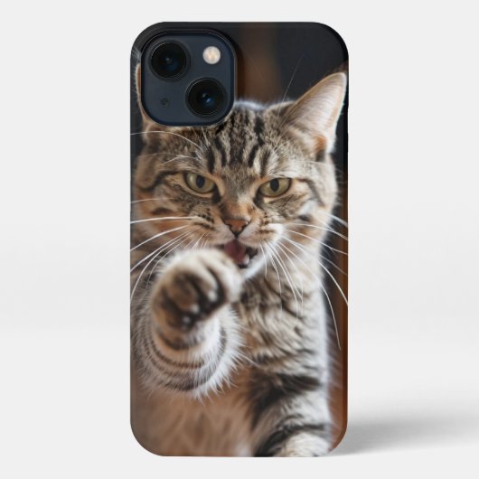 Etui iPhone 13 Mignonne chatte lance un punch (Verso)