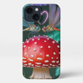 Etui iPhone 13 Mignonnes libellules sur un champignon - (Verso)