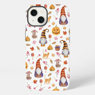 Etui iPhone 13 Mignons Gnomes de Halloween à l'aquarelle, citroui