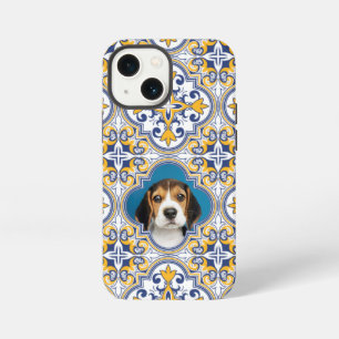 Etui iPhone 13 Mini 1 x photo Mignons Azulejos bleus et jaunes,