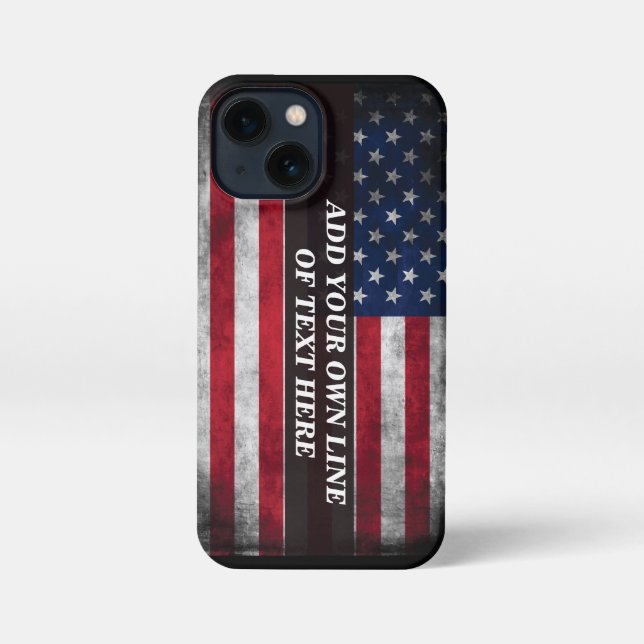Etui iPhone 13 Mini Ajouter votre texte sur le drapeau américain (Verso)