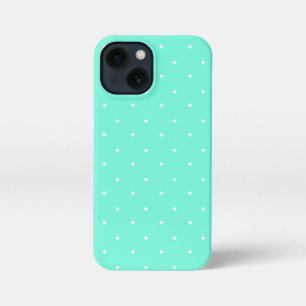 Etui iPhone 13 Mini Aquamarine et Pois blancs